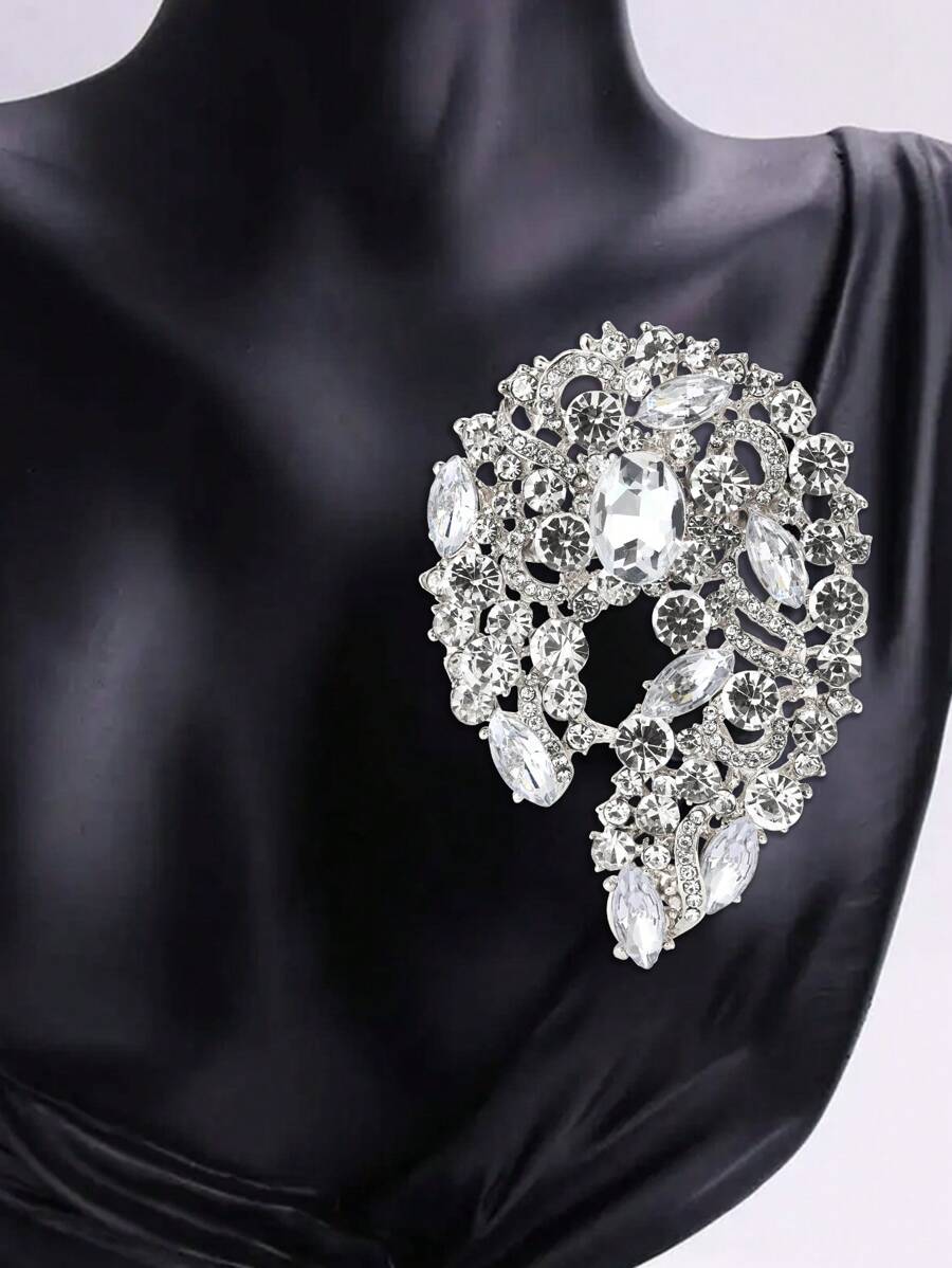 Broche de flor de cristal grande y elegante para mujer, adecuado para usar con vestido, traje, sombrero, zapatos, pañuelo con flor
