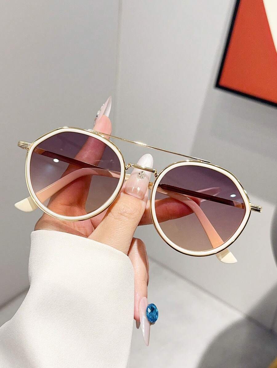 1pc Classic Minimalist Round Frame Metal Collision Color Optical Glasses, Fashionable Frame Design Suitable For All Face Shapes, Versatile