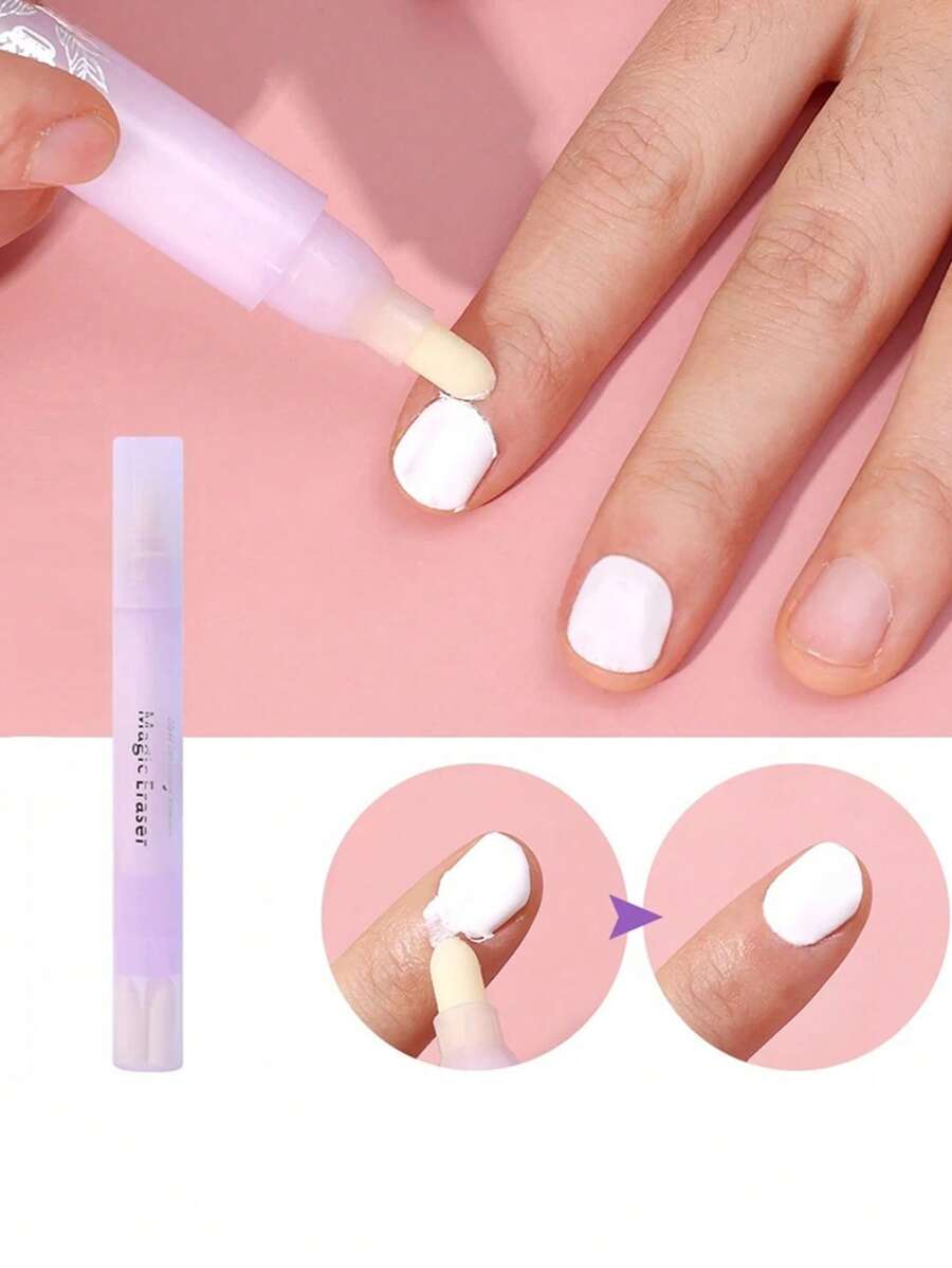 Stylo correcteur d'ongles 1 pièce avec 3 embouts de stylo, dissolvant de vernis à ongles en gel nettoyant gomme emballage en excès pour outil de manucure