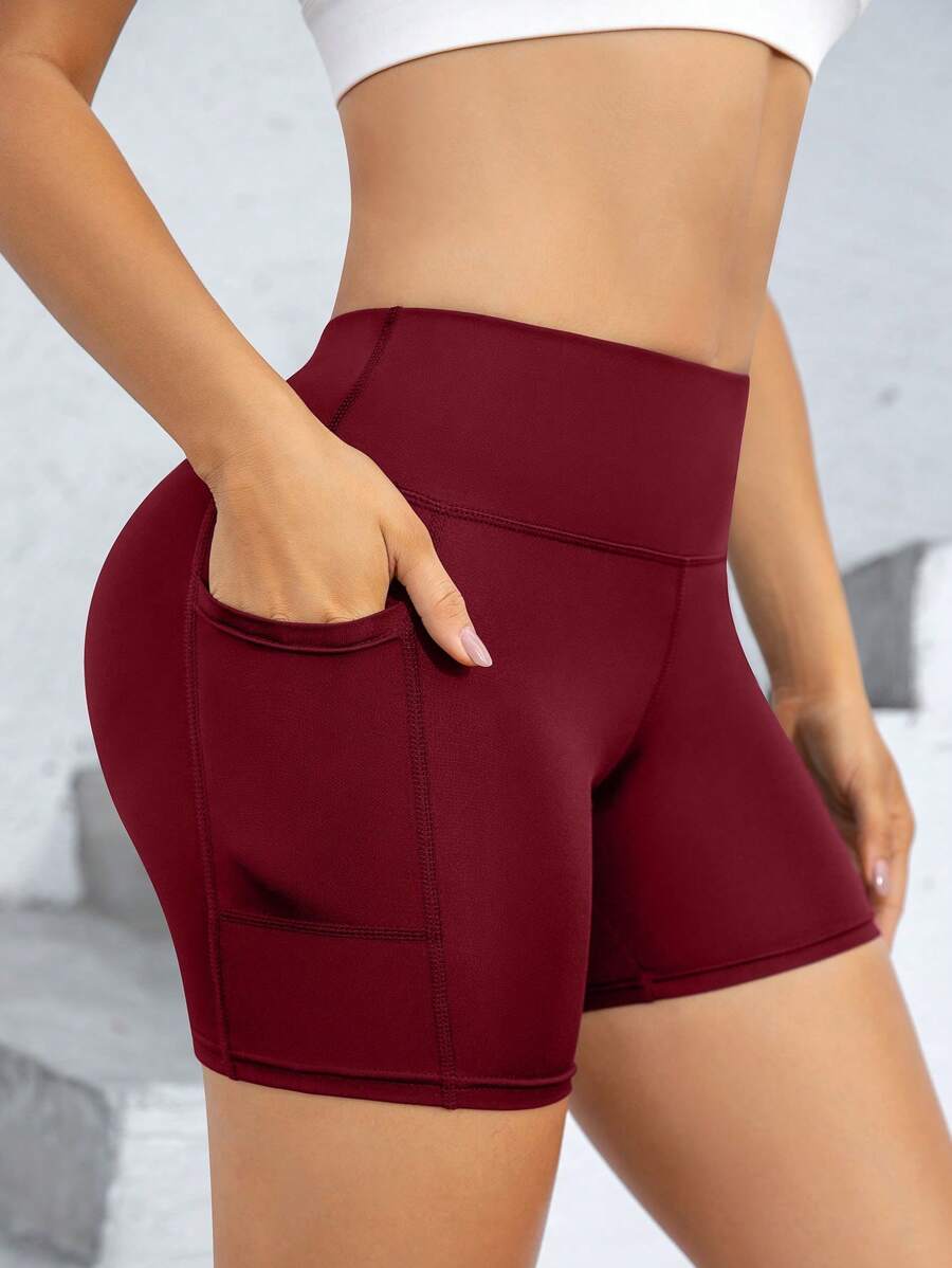Pantalones cortos deportivos para mujer, Mallas deportivas para mujer, Mallas con bolsillos, Pantalones cortos de ciclista negros, Pantalones cortos para mujer con bolsillos para entrenamiento, Pantalones de yoga de cintura alta con control de abdomen, Pantalones ajustados de compresión, Pantalones cortos de entrenamiento y carrera con sensación de desnudez