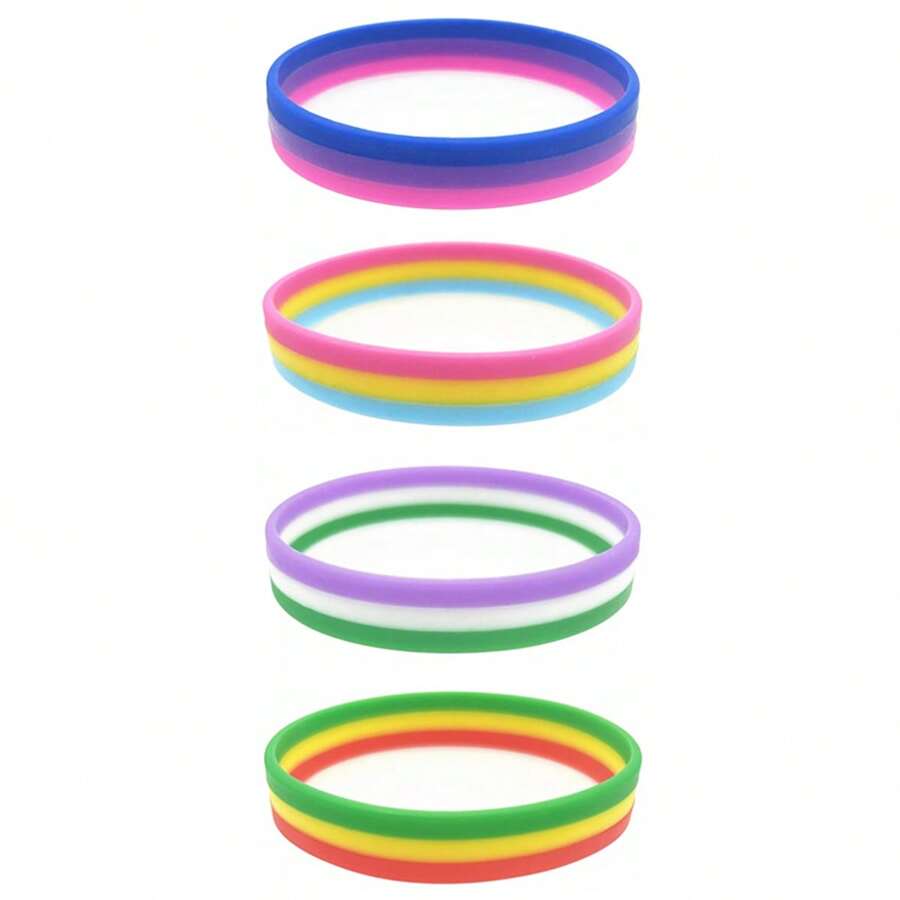 2 peças pulseiras de silicone triband bissexuais pansexuais genderqueer verde amarelo vermelho