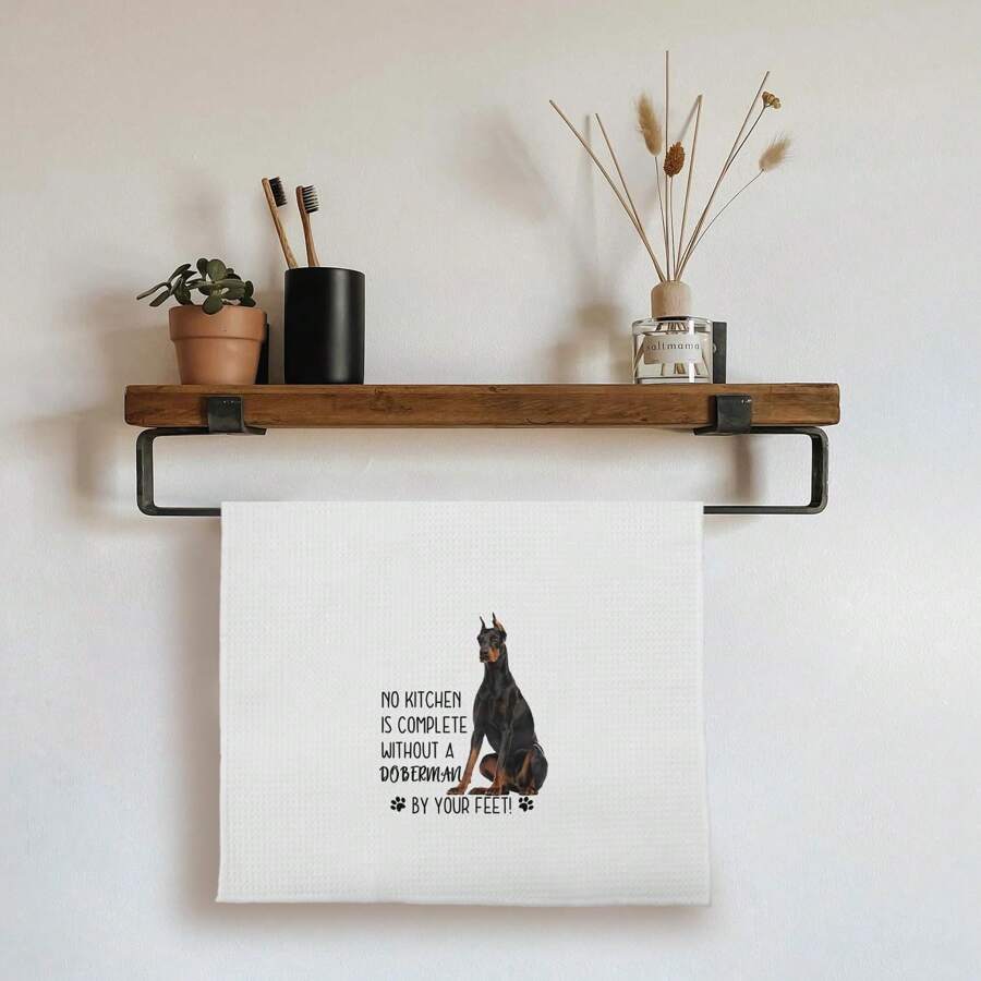 1pc Kitchen Room Decor Doberman Dog Kitchen Towels - Doberman Gifts For Doberman Lovers, Doberman Dog Hand Towels Dish Towels, Doberman Stuff,Doberman Decor No Kitchen Is Complete Without A Doberman, 16x24 Inch Mother Day Gift