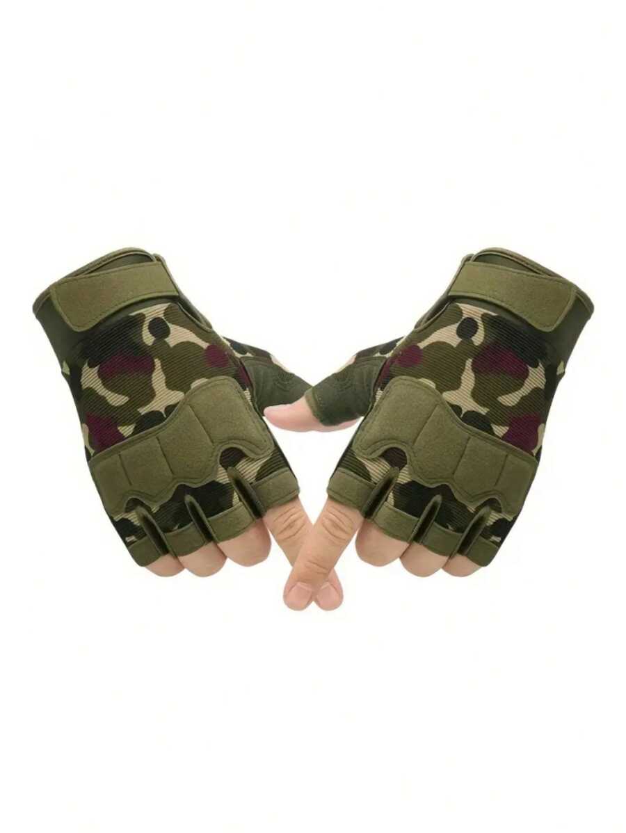 Fingerless Tactical Gloves, Knuckle Protection, Breathable And Lightweight Outdoor Military Gloves, Suitable For Shooting, Hunting, Motorcycle Riding, Mountaineering, Men And Women Sports, Cycling, Fitness, Outdoor Activities, Fishing Half-Finger Gloves, Non-Slip, Wear-Resistant And Comfortable For Multiple Scenes
