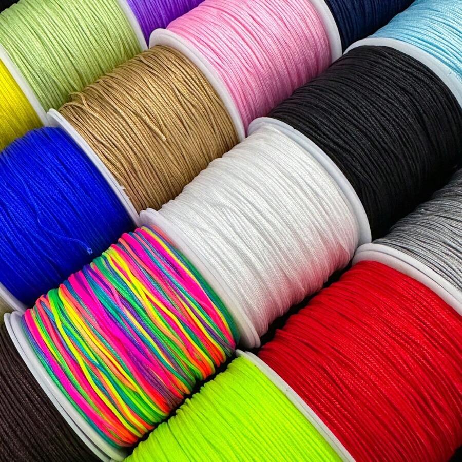 Corda de nylon de 50 m/rolo, tamanho 72, 0,8 mm, fio de nylon para tecelagem artesanal, para fabricação de joias, miçangas, acessórios para cordão de borla