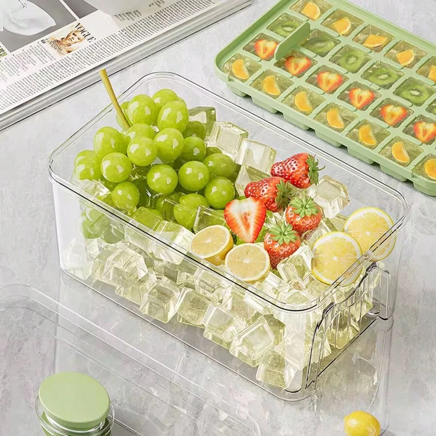 Prensa de cubitos de hielo, Molde de cubitos 68 cubos doble, Caja para hacer hielo con tapa, Moldes de hielo de silicona, Bandeja de cubitos de hielo para congelador, Caja de almacenamiento de hielo hecho en casa, Bandeja de cubitos de hielo de liberación fácil, Bandeja de cubitos de hielo reutilizable de 68 cubos, Bandeja de cubitos de hielo para cócteles y whisky de verano, Caja para hacer hielo de 68 cubos de doble capa