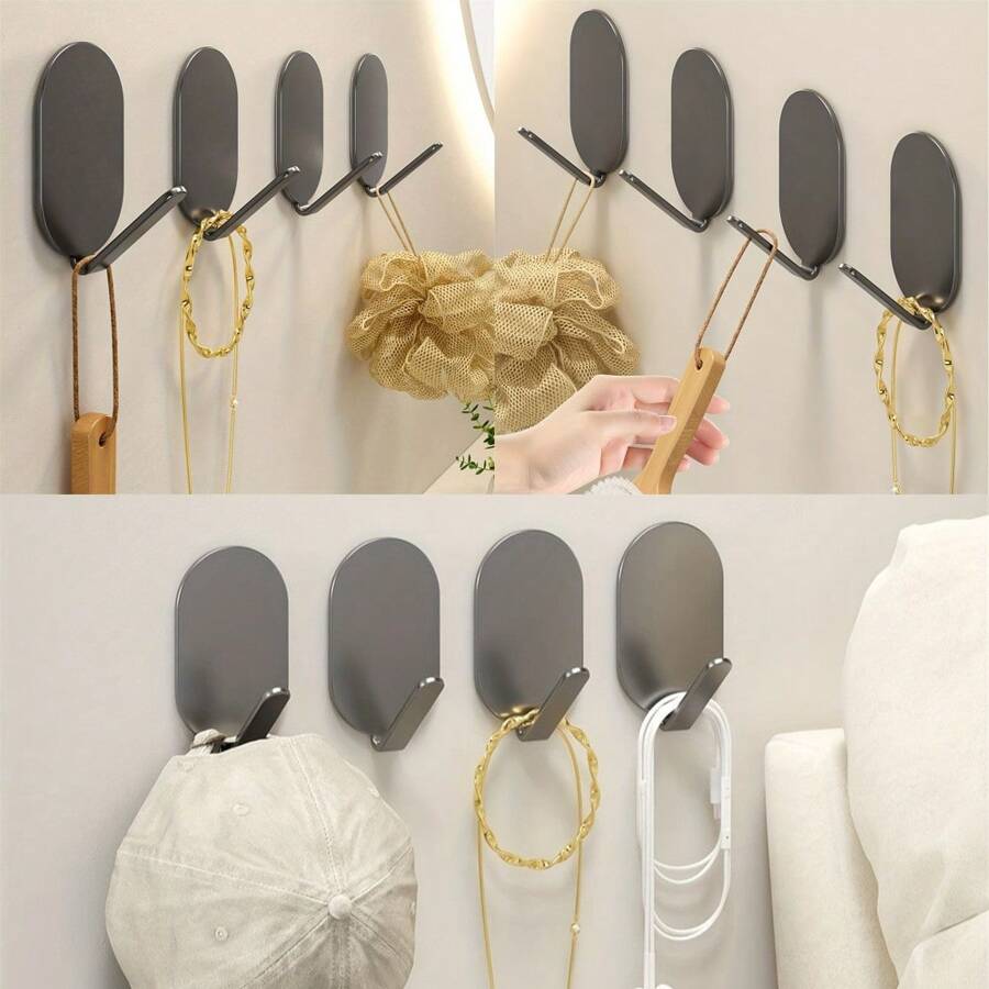 1pc Non Perforated Wall Adhesive Hook, Key Hook, Kitchen Bathroom Hook, Metal Door Rear Hook