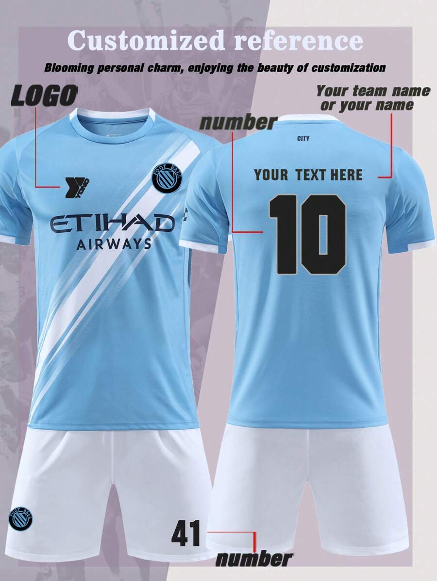 2025 Newest Blue Football Jersey Set – Customizable Training & Match Sportswear