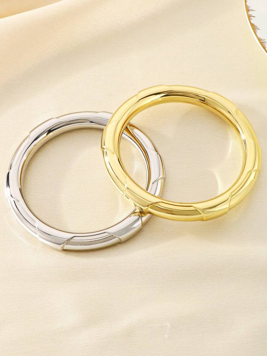 1 pulseira circular vazada de aço inoxidável, disponível nas cores ouro e prata, adequada para uso diário feminino