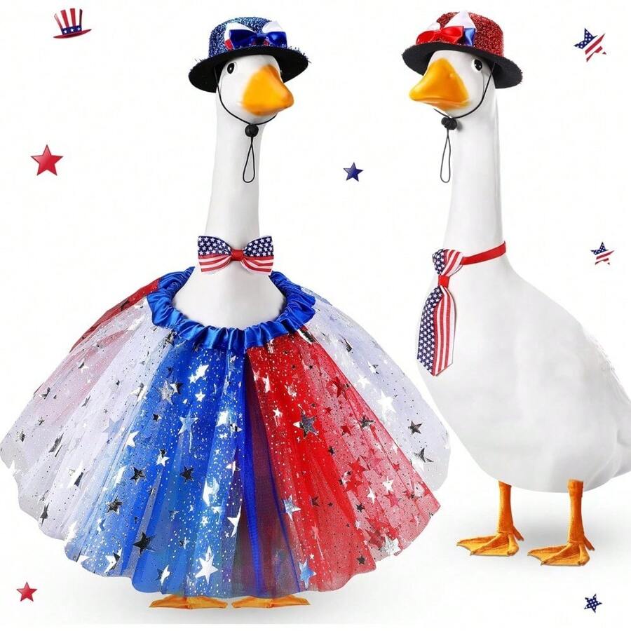 Hawaiian Luau Porch Goose Outfit For Lawn 23'' Plastic Goose Clothes Costume Summer Outdoor Decor