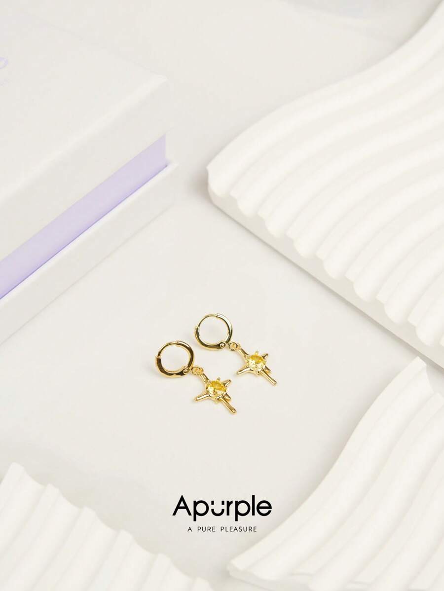 Pendientes de cruz con incrustaciones de circonia, pendientes de Charm dulce
