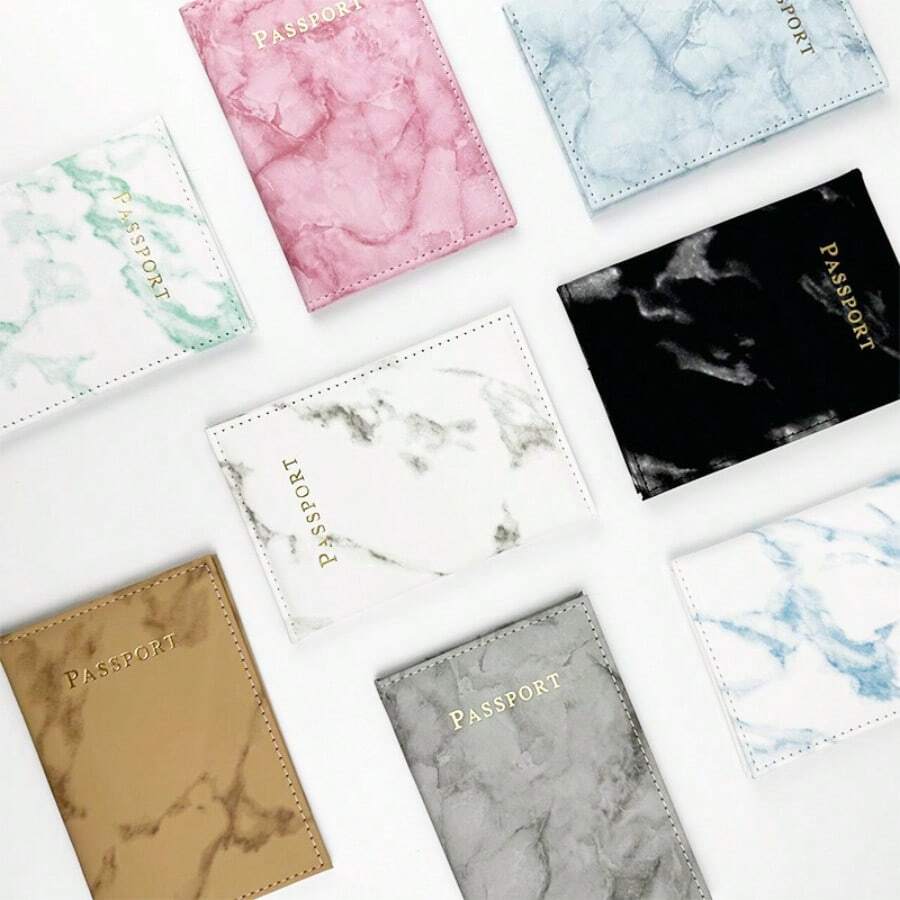 Marble Pattern Leather Passport Cover, PU Leather Passport Holder, Sewn Single Side Passport Case
