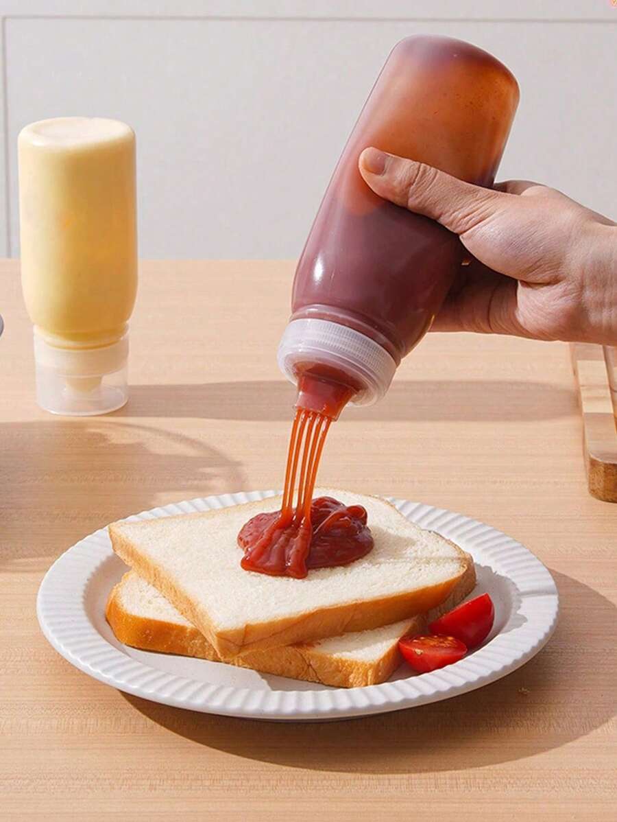 1pc/2pcs/3pcs Leak-Proof Squeeze Bottle With Twist Cap, Suitable For Ketchup, Chocolate Sauce, Syrup, Salad Dressing, Honey, Condiments, Oil, 180ml/300ml/380ml Options For Kitchen And Restaurant
