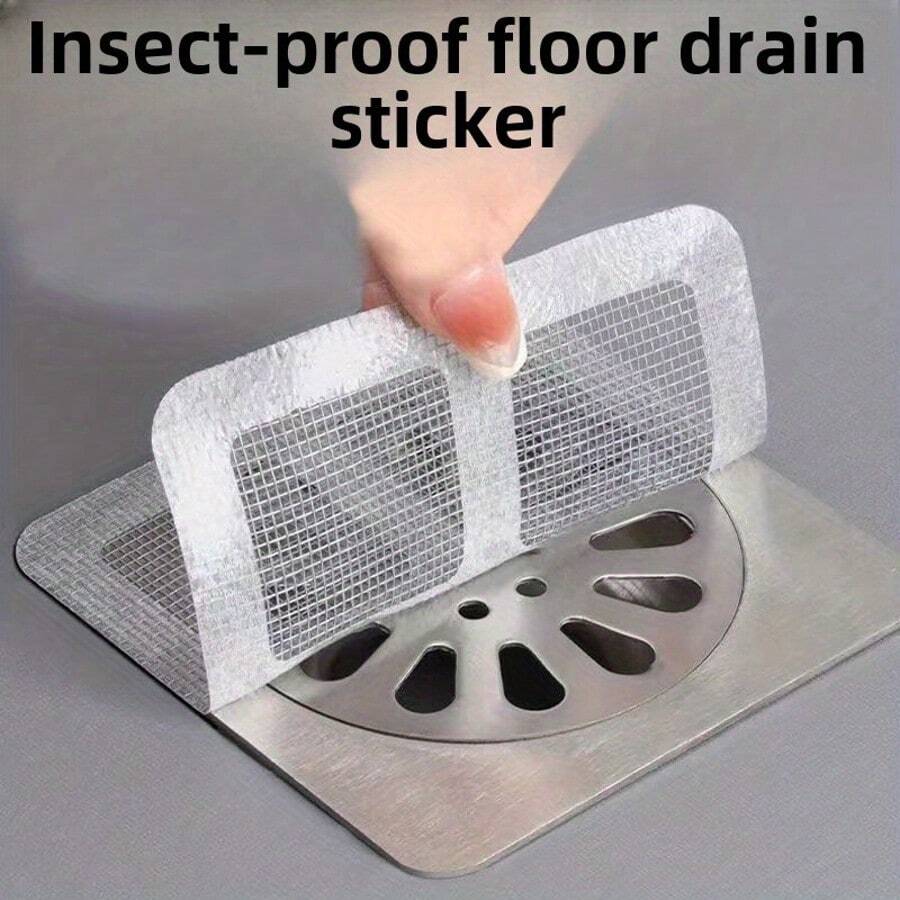 10PCS Disposable Floor Drain Sticker, Kitchen Sewer Blocking, Bathroom Toilet Block Hair Net, Self-Adhesive Insect-Resistant Floor Drain Sticker