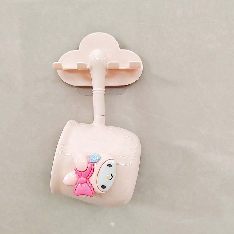 Sanrio Sanrio 2 Pieces/3 Piecescartoon Mouthwash Cup Set, Used For Household Bathroom Storage, Wall Mounted Toothbrush Holder, Used For Household Toothbrush Cup Cleaning, PP Cup Toothbrush Holder, Non Punched Cup Toothbrush Wall Mounted
