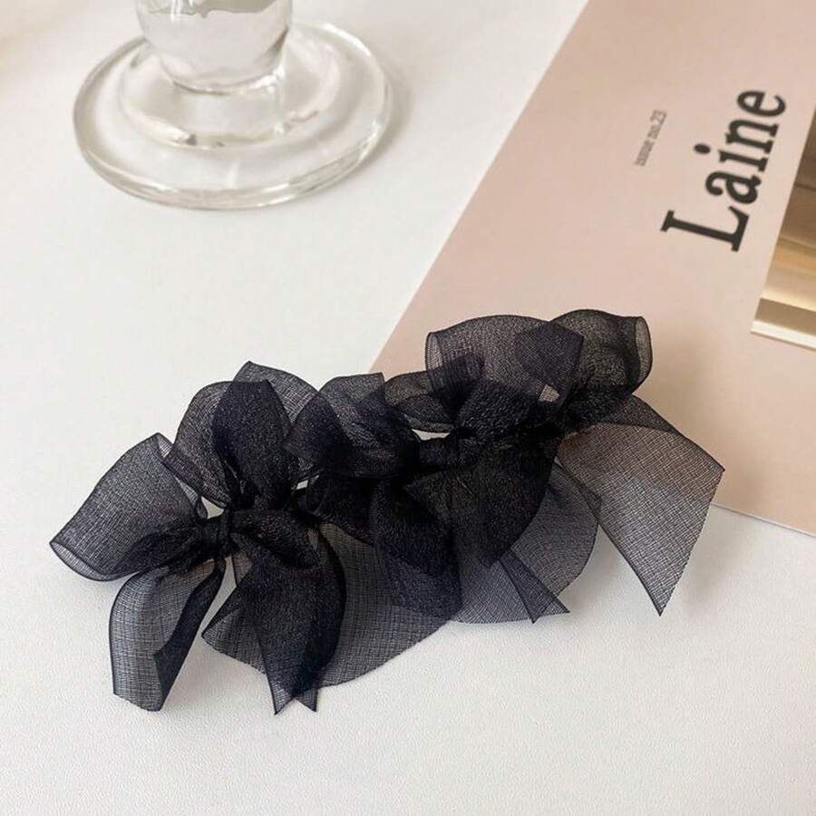 1pc Women's Large Bow Netted Hair Clip, Suitable For Everyday Use Claw Clips Hair Claws Hair Barrettes