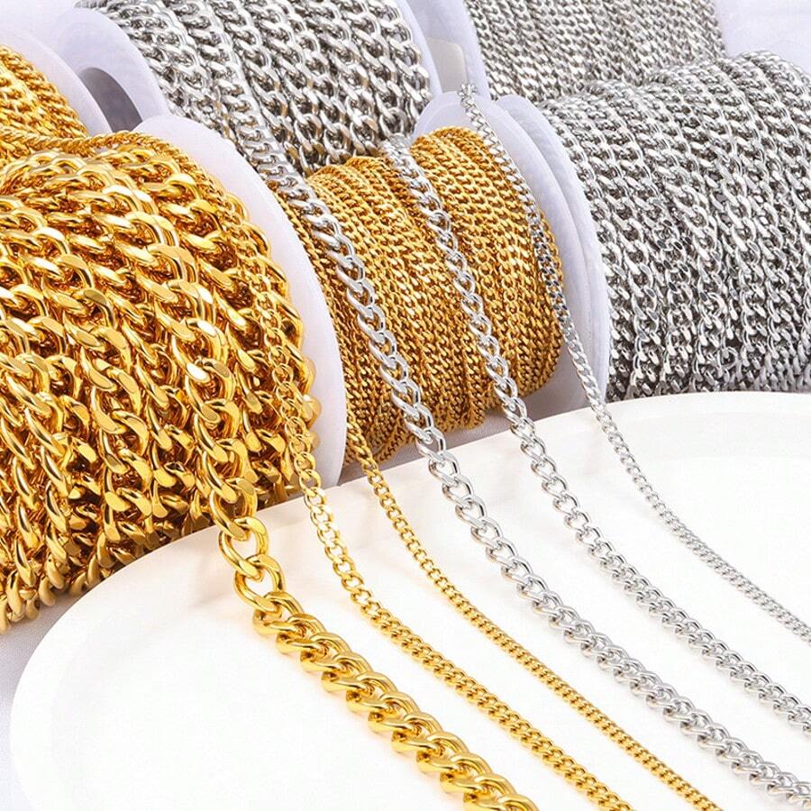 1 Meter 304 Stainless Steel NK Rice Chain Cuban Chain Decoration Chain DIY Necklace Bracelet Jewelry Accessories
