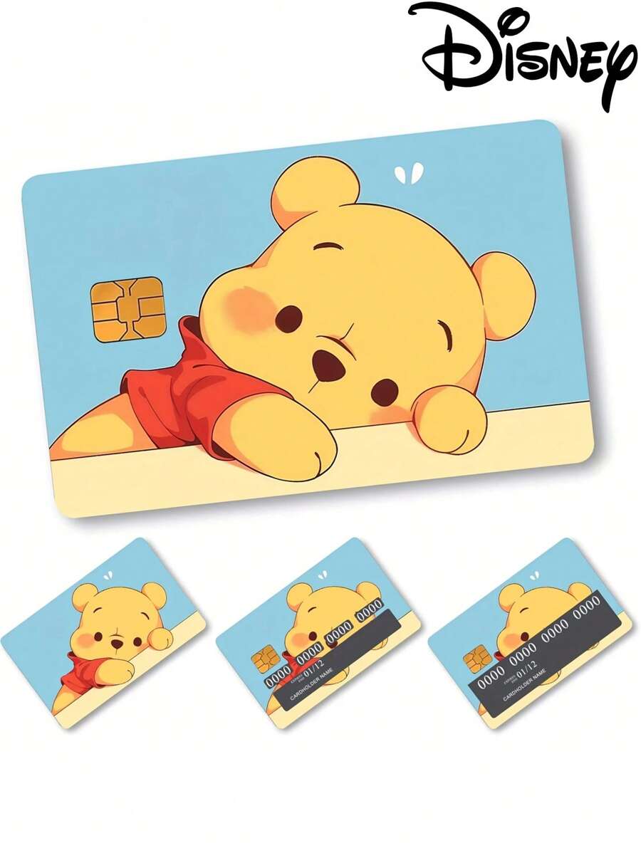 Sanrio 1/2/4pcs Disney Winnie The Pooh Credit/Debit Card Stickers, PVC Protective Films, Bank Card Stickers, Bus Card Anti-Scratch Plastic Stickers, Credit/Debit Card Skins, Social Security Card Holders, ID Card Holders, Cute Cartoon Character Designed Bank Card And ID Card Stickers,School Supplies,Back To School