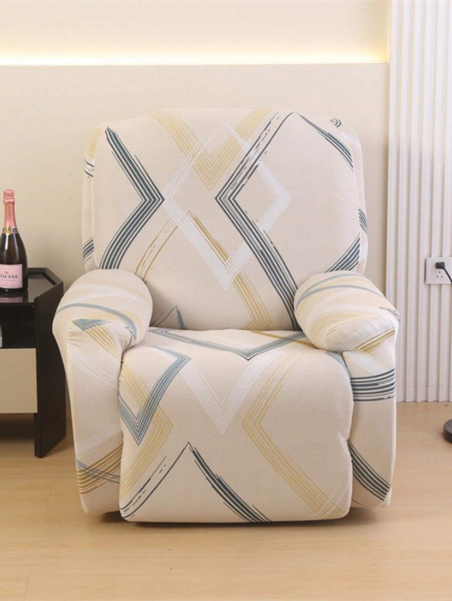 4/6/8pcs Linear Diamond Printed Lounge Chair Covers For All Seasons, Suitable For Offices, Living Rooms, Home Decor, And Washable Sofa Covers