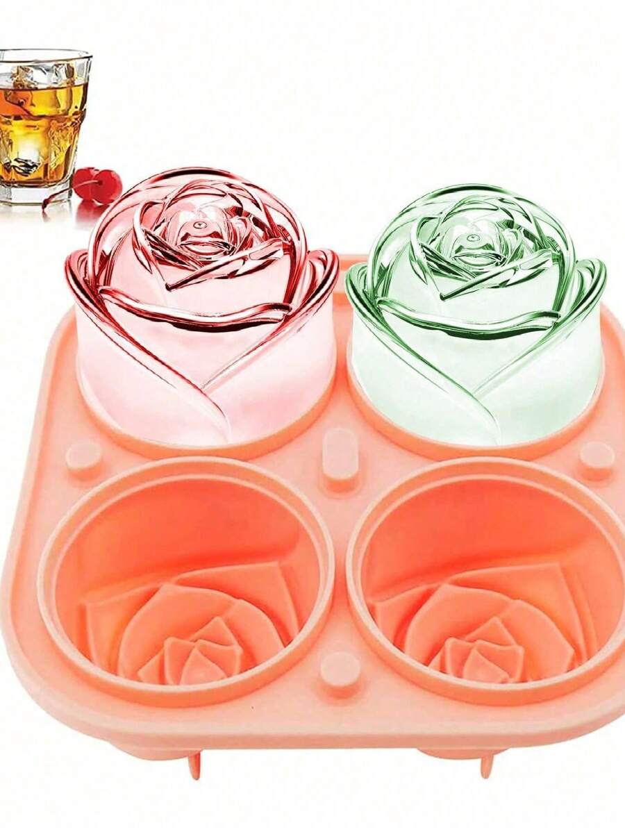 1 pieza Molde de silicona en forma de rosa para cubitos de hielo para hacer helados creativos DIY