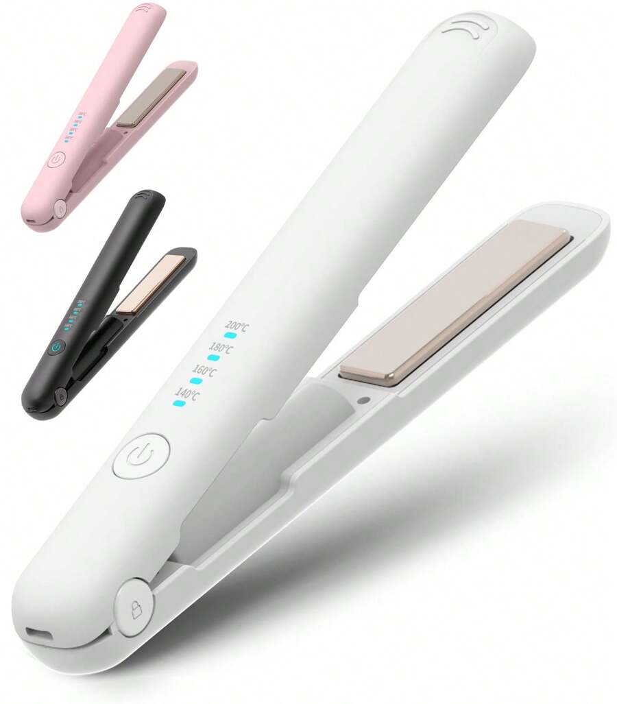 Hair Iron, Cordless, Straightening Iron, Mini, Small, Portable, Dual-Use, USB Rechargeable, Hair Iron, 2-Way, Curling, Hair Iron For Bangs, Lock To Prevent Accidental Start-Up, Can Be Set To 140/160/180/200 Degrees, Unisex, For Home/Travel/Business Trip/Commuting