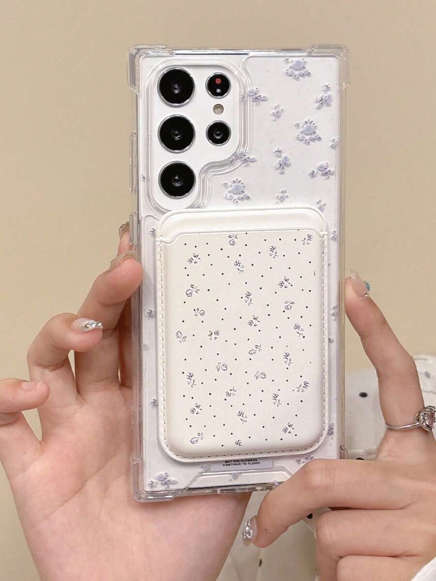 Stylish Cute Floral Bowknot For Magnetic Wireless Charge Phone Case Compatible With Samsung S24 S23 S22 Ultra Plus Cases Cherry Wallet Accessories Cover