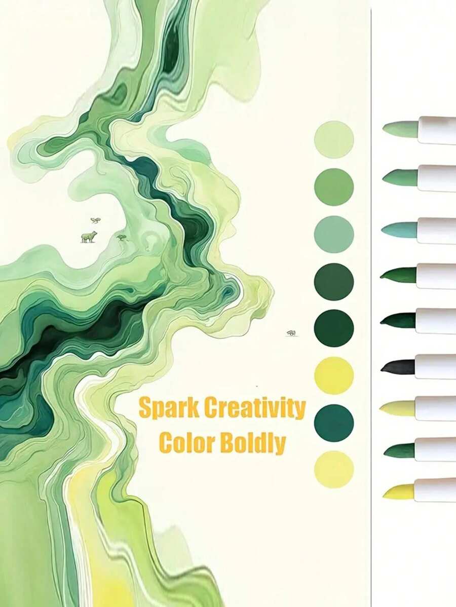 A Group Of 9 Pieces To Form A Color Series. These Are Soft-Tip Acrylic Markers, Which Are Also Art Pens For Drawing. Can Be Used For Color Layer, Does Not Penetrate Paper, Suitable For Graffiti On A Variety Of Surfaces. Colorful , Back To School Gifts