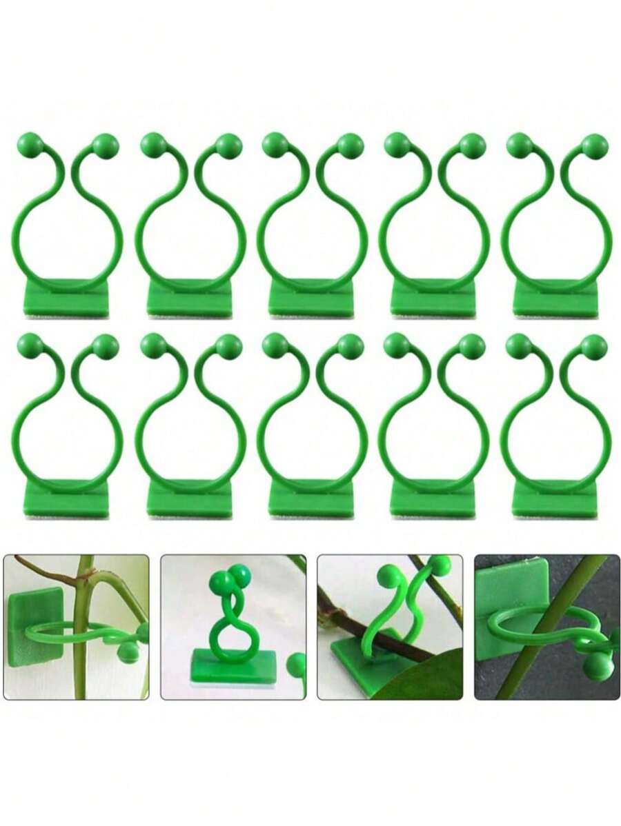 10/20pcs Plant Climbing Wall Fixation Clips, Self-Adhesive Plant Clips, Invisible Wall Vine Plant Support Clips For Indoor/Outdoor Plants - Asymmetrical Plastic Structure