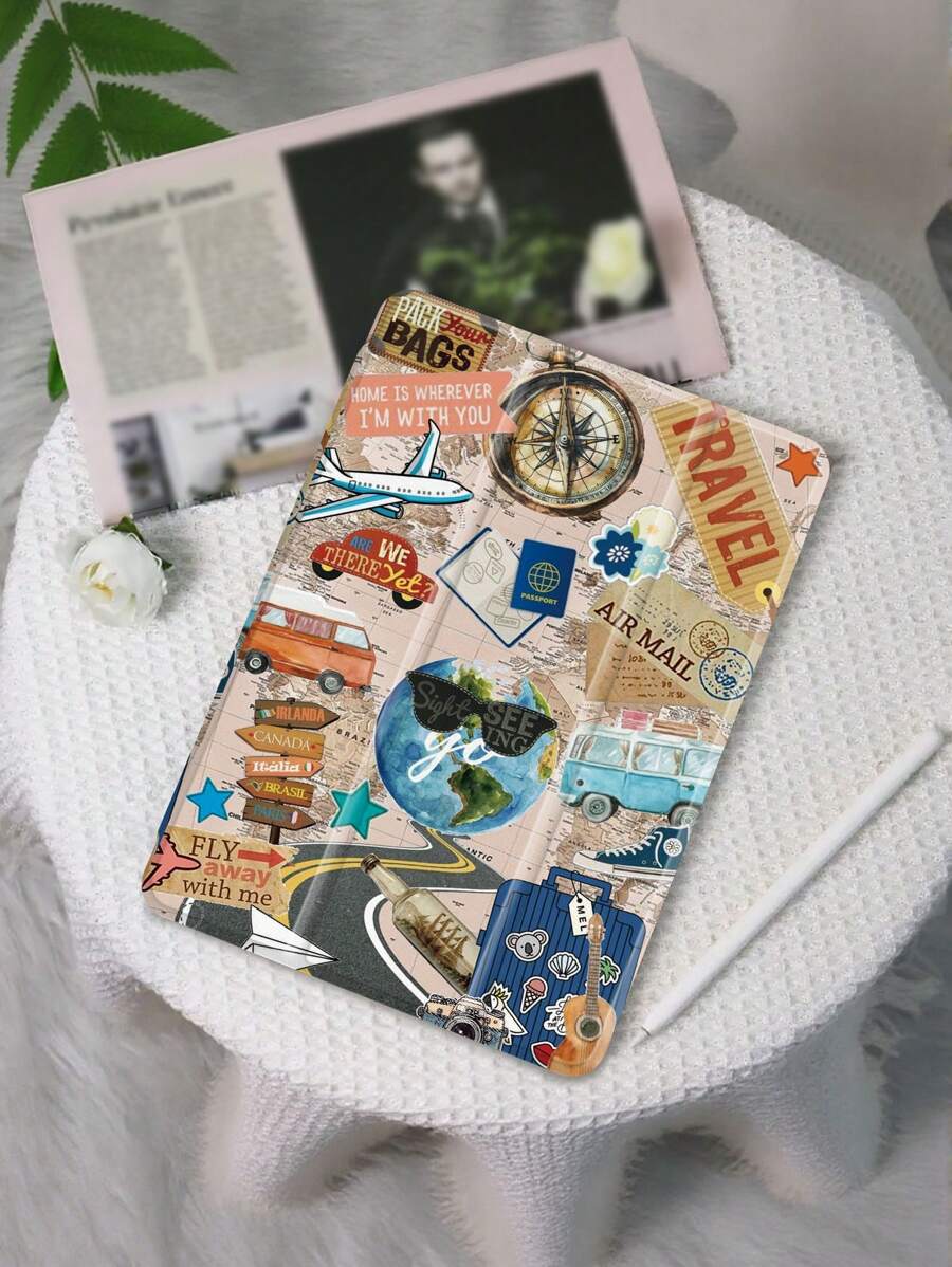 Patchwork Weltkarte Schutzhülle kompatibel mit iPad Air4/5 10.9 Zoll, iPad 7/8/9/10.2 Zoll, iPad 10. Generation, kompatibel mit Kindle Paperwhite 12. Generation 2024, Kindle (11. Generation) 2022 Release, kompatibel mit Galaxy Tab S6 Lite 10.4 Zoll, Hülle mit Auto Sleep/Wake Funktion