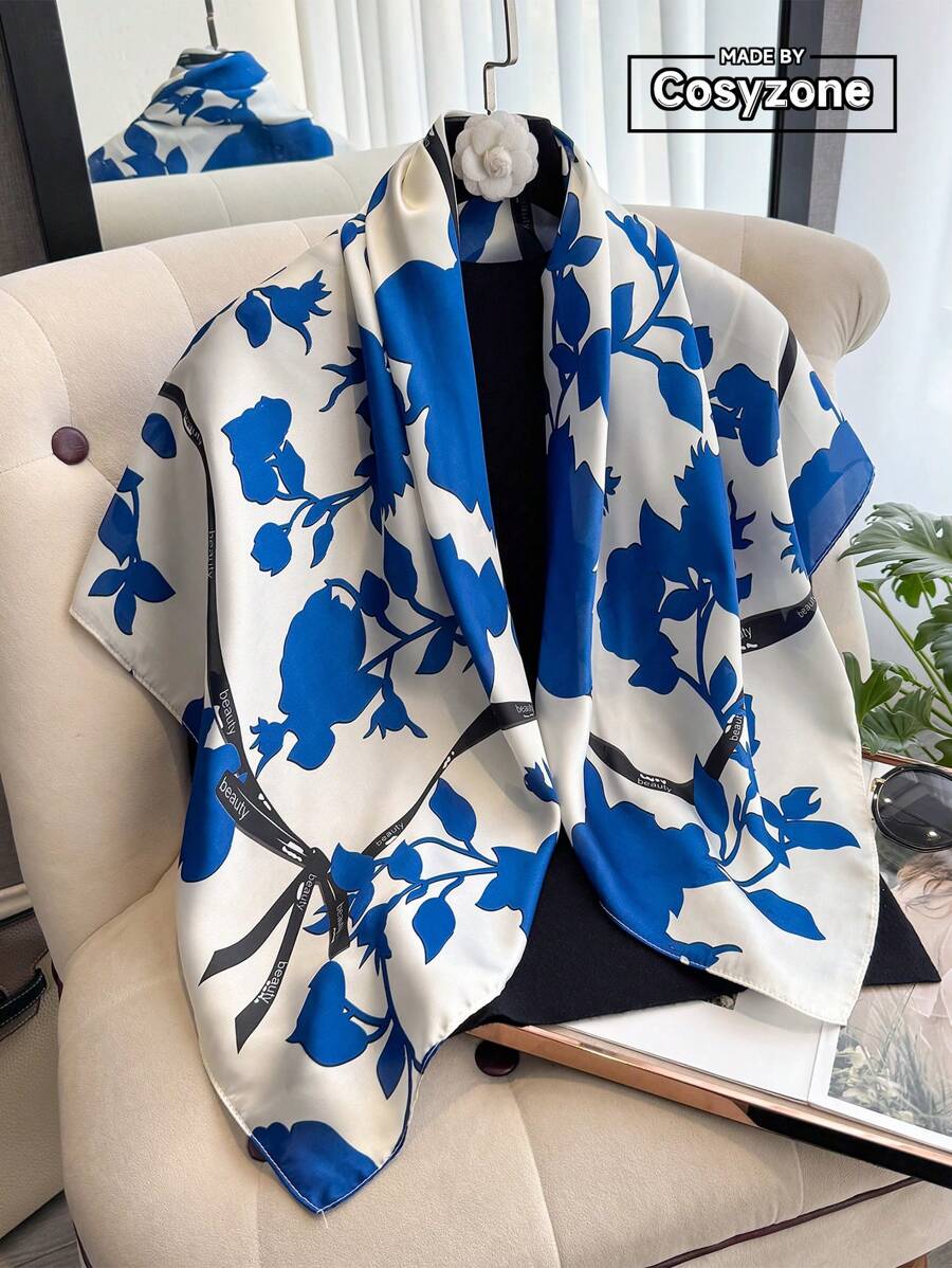 1 Stück Eleganter Blume Muster Bandana Schal 90cm für Damen, geeignet als Schal, Haarband, Stirnband, zum Schutz vor Wind und Sonne Outdoor, perfekt um Ihren Look zu dekorieren, für lässige und modische Streetwear-Outings