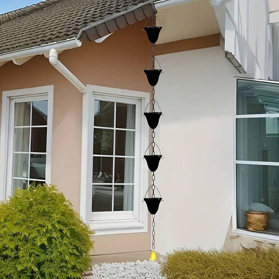 Anti-Rust Thickened Gutter Downspout, Replaceable Lotus Flower Design Gutter Downspout Cups, Water Diverter