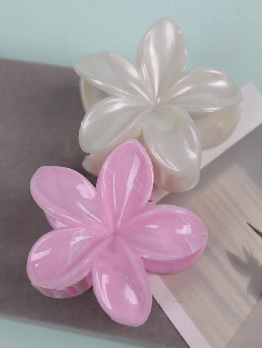 Set de 2 pinzas de flor de acrílico con efecto mármol para recogidos de mujer, accesorios elegantes para el día a día, pasador decorativo para el cabello, regalo del Día de San Valentín, pinza para el pelo, sujetador de cabello, clip para el cabello