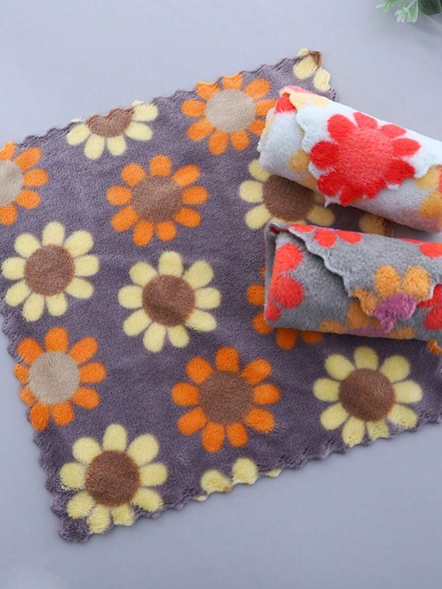 5/ 10 Pcs Coral Fleece Square Towels - Soft, Absorbent, Non - Shedding - Random Pattern Mix For Kitchen, Quick - Drying Cleaning Towels