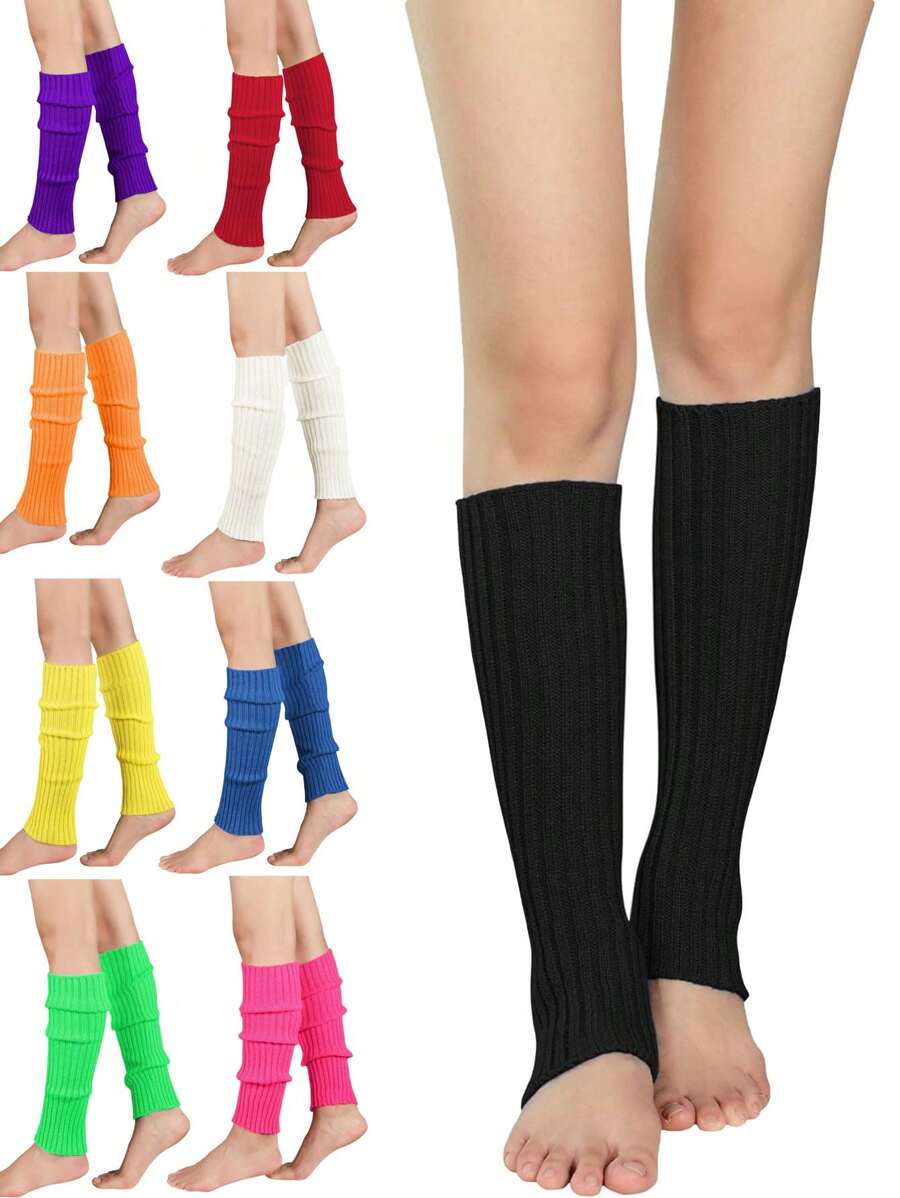Leg Warmers For Women - Leg Warmers 80s Ribbed Knitted Long Socks For Party Sports