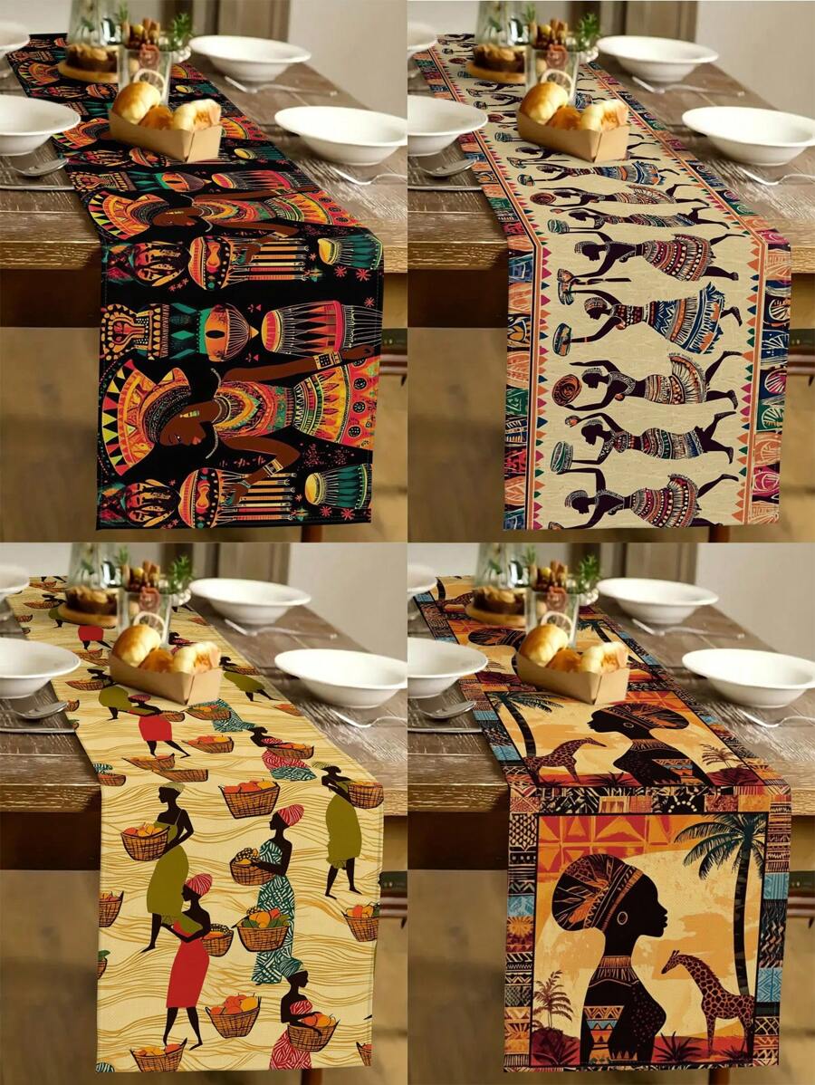 1 Pc African Print Table Runner, Women Print Table Runner, For Kitchen, Dining Room Decor, Holiday, Home Gathering, Wedding, Outdoor Dining, Coffee Table Decor