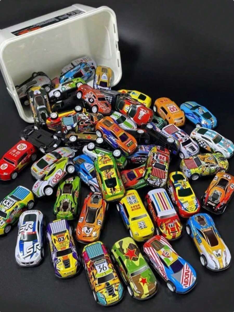 10pcs/20pcs/30pcs Alloy Car Mini Tin Back Racing Baby Toy Car Inertial Boy Simulation Fall-Resistant (Random),Back To School