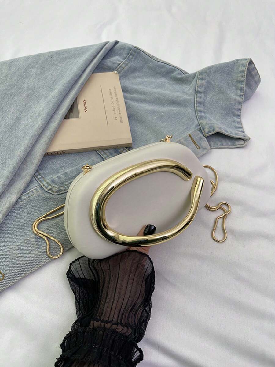 Bolsa Clutch Caixa de Decoração de Metal Vintage, Nova Bolsa de Ombro e Transversal para Festa, Baile de Formatura e Noite para Mulheres, Vermelho Borgonha