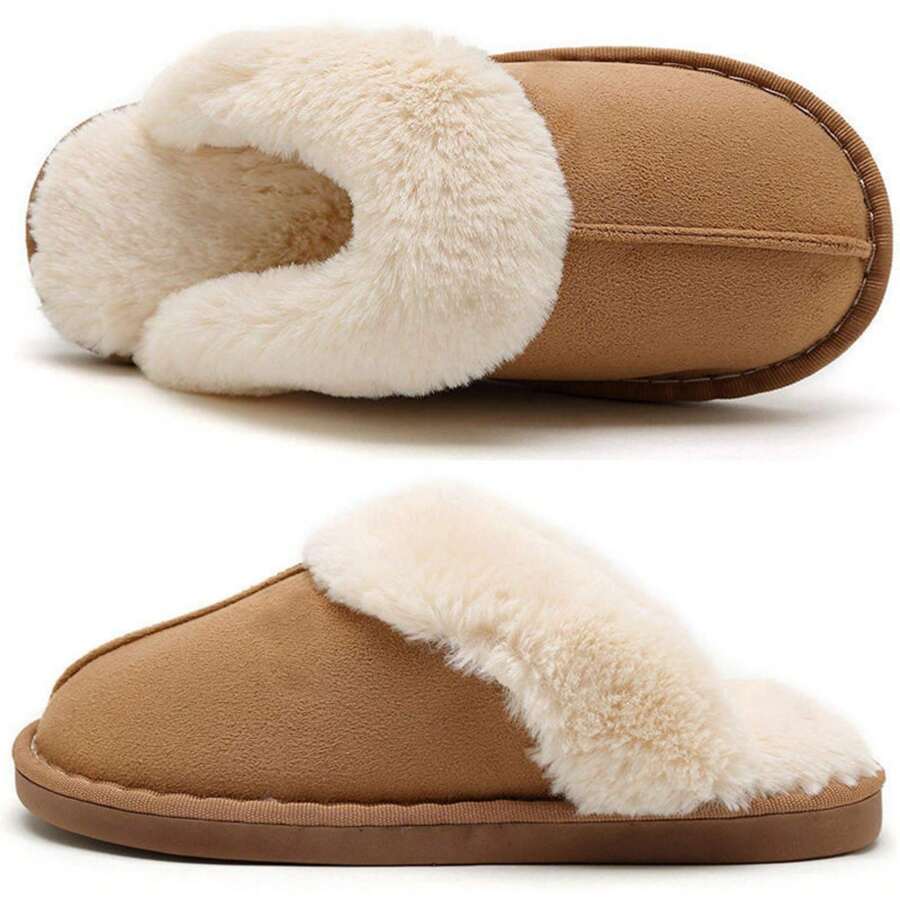 VEDAXIN For Women Woolen Slippers,Fluffy Moccasin With Soft Plush Fleece Lining Slip-On For Indoor Outdoor Use