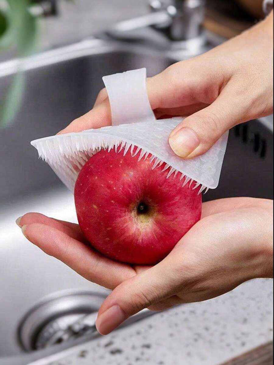 1pc Multifunctional Silicone Fruit And Vegetable Cleaning Brush, Bendable, Food Safe Kitchen Tool, Suitable For Apples, Cucumbers, Etc., Portable And Easy To Clean, Kitchen Cleaning Tools