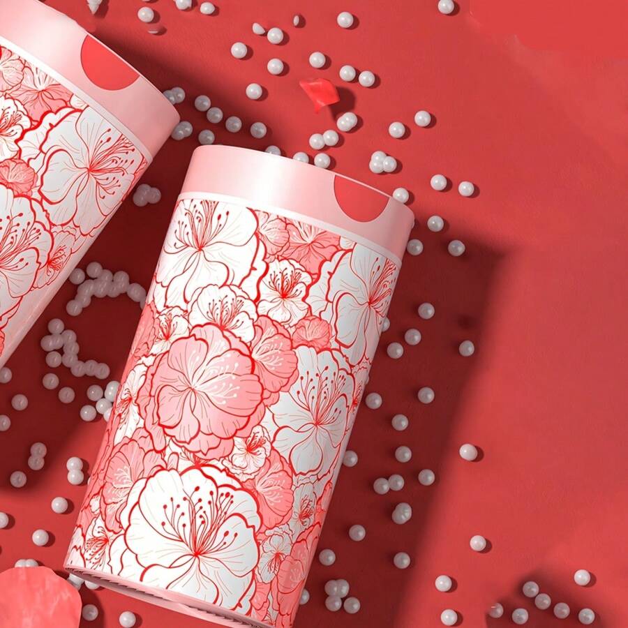 1 Roll 80pcs 4 Gallon Plum Blossom Scented Trash Bags, Self-Tie Drawstring Closure, Thick & Portable Kitchen Garbage Bags, Suitable For Office & Home