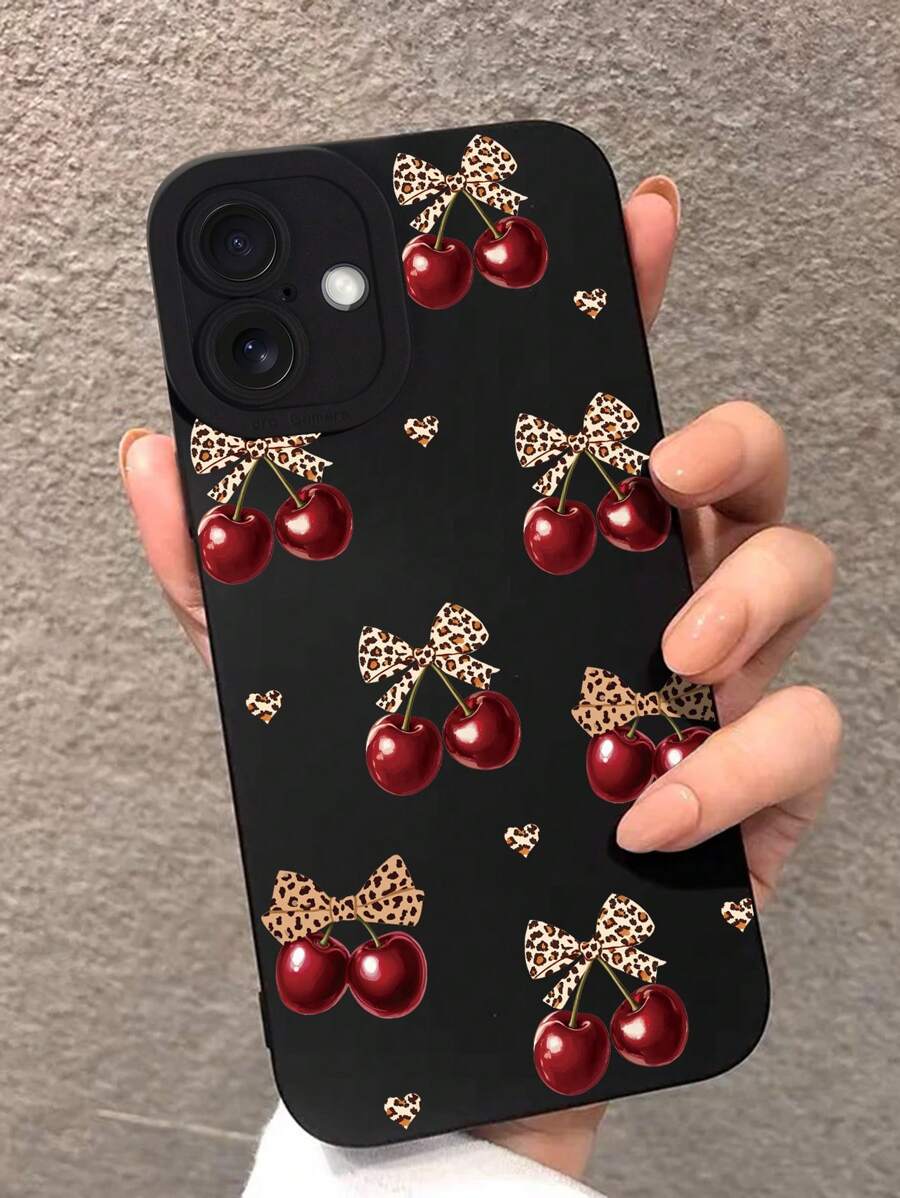 1 Stück 360 Grad Schutzhülle für Handy mit Leopardenmuster, Schleife und Kirschblüten Muster, kompatibel mit 7/8/X/XS/XR/11/12/13/14/15/16 Pro & Pro Max