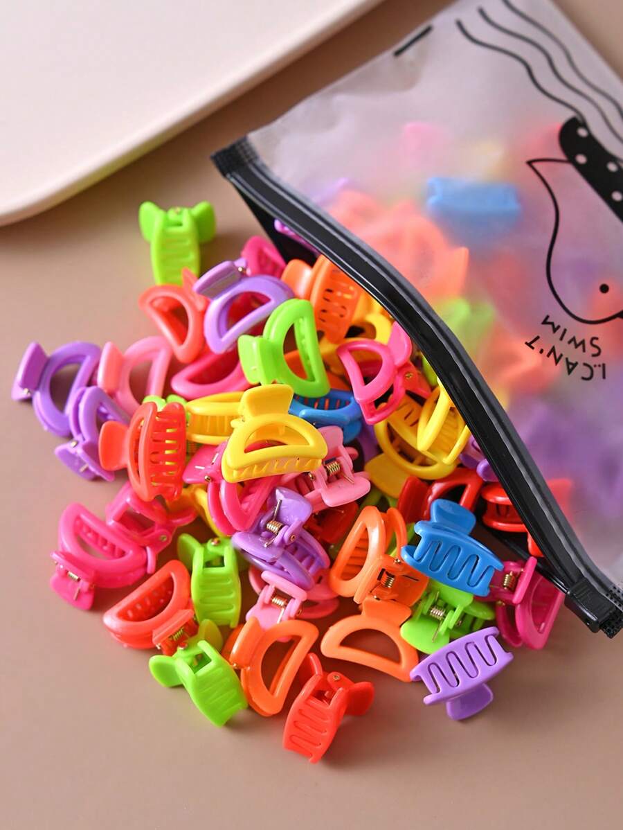 30pcs Bright Color D-Shaped Hair Claws For Women, Cute Sweet Niche Everyday Versatile Mini Hair Clip Accessories