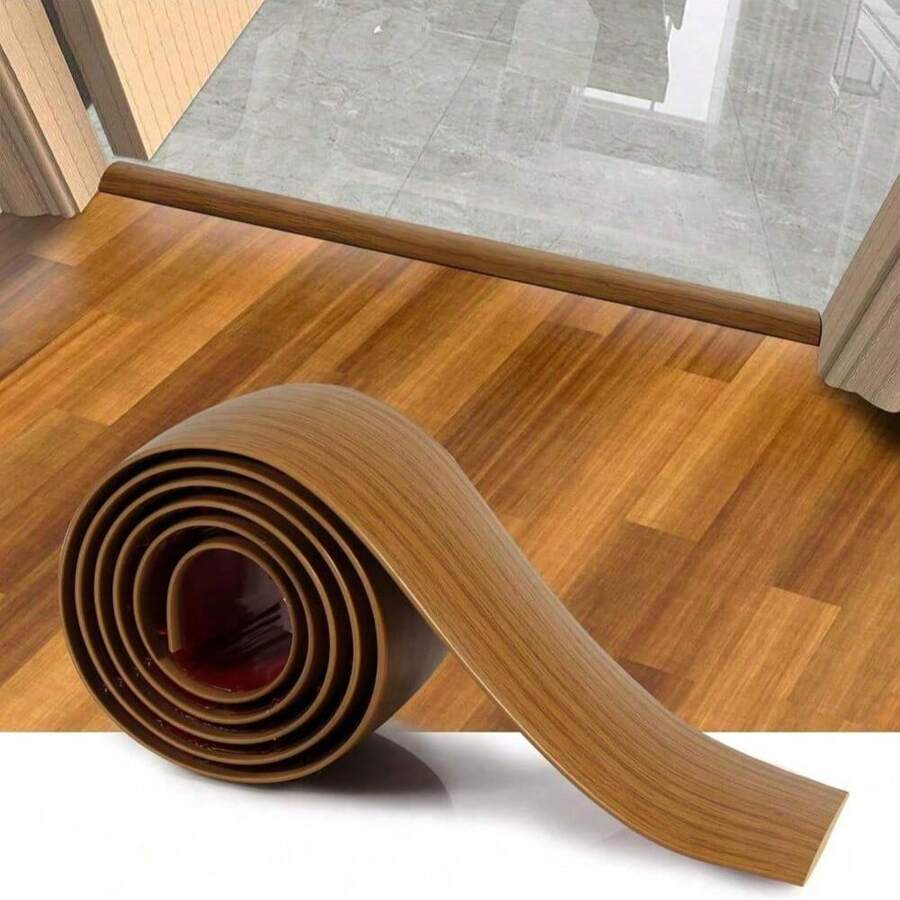 1Pc 39.37in Floor Transition Strip Self-Adhesive Cover Strips Threshold Repair Floor Gap Vinyl Flooring Transitions Laminate Floor Flat Divider Strip Minimalism Oak Wood Grain Design