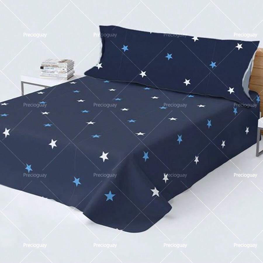 Conjunto de tres piezas de ropa de cama con estampado, combinación de fundas de almohada, funda de edredón y sábana. Con patrón de estrellas, es suave y skin-friendly, es esencial para dormir plácidamente. Hay múltiples tamaños disponibles.