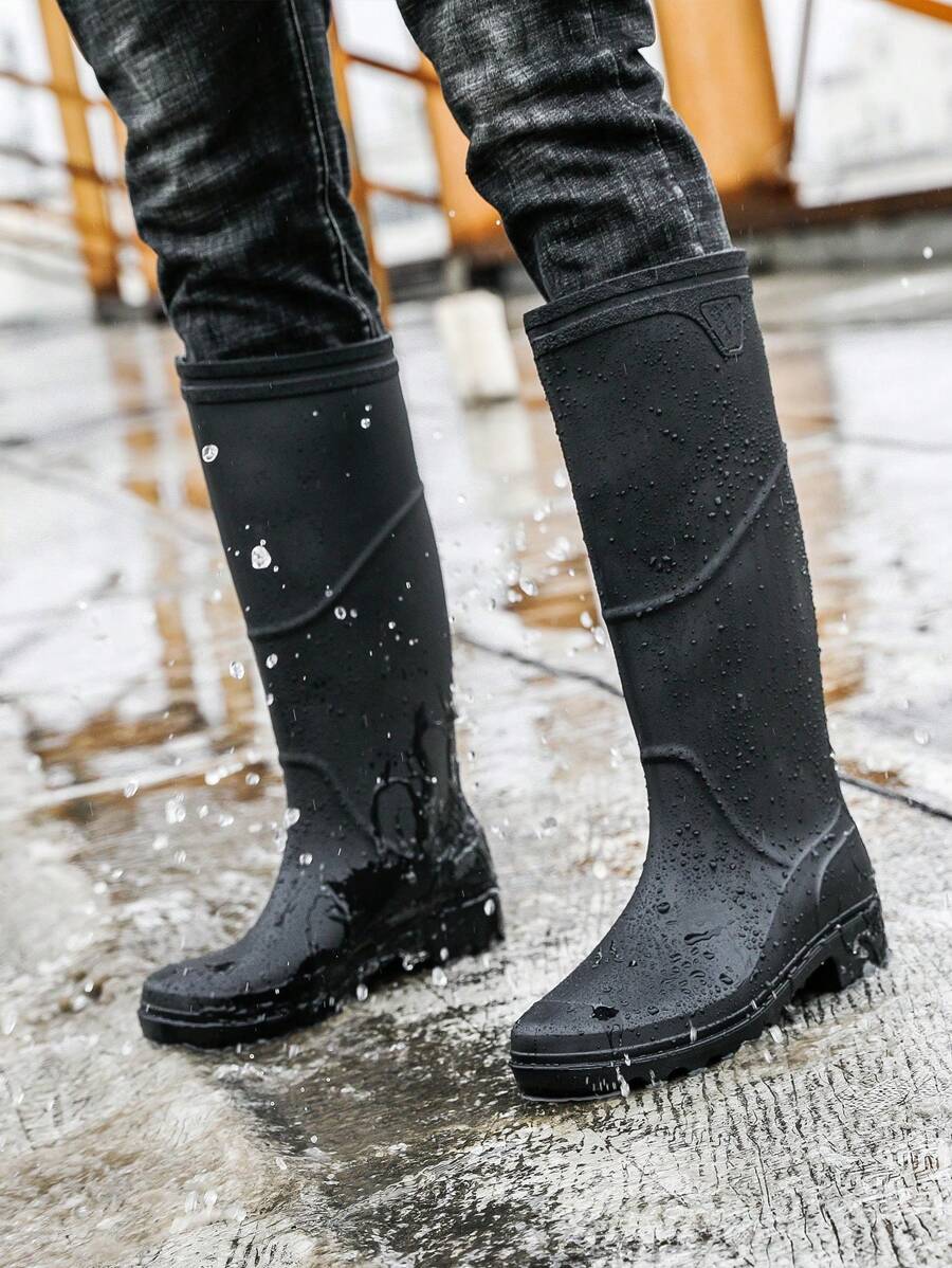 1 par de botas altas para hombre para pesca/lluvia, botas de trabajo versátiles impermeables antideslizantes, botas de goma gruesas y duraderas