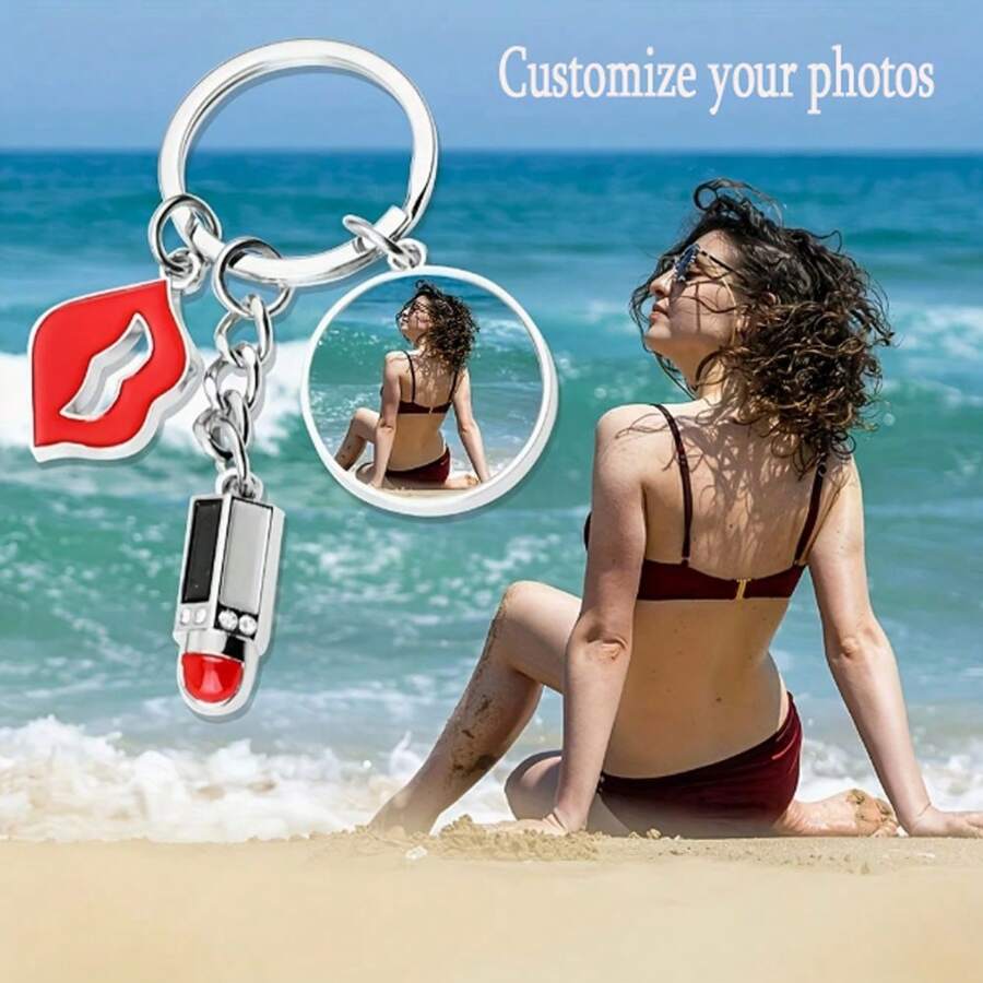 1pc Personalized Heart-Shaped Photo Keychain For Women, Can Be Given As Christmas Gift To Friends, Classmates And Colleagues