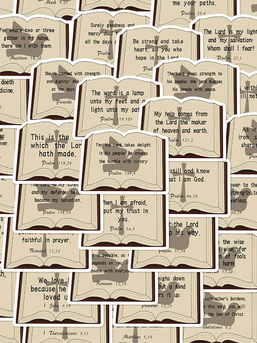 50 pièces Autocollants avec verset de la Bible pour cahier, coque de téléphone, guitare, planche à roulettes, autocollant décoratif