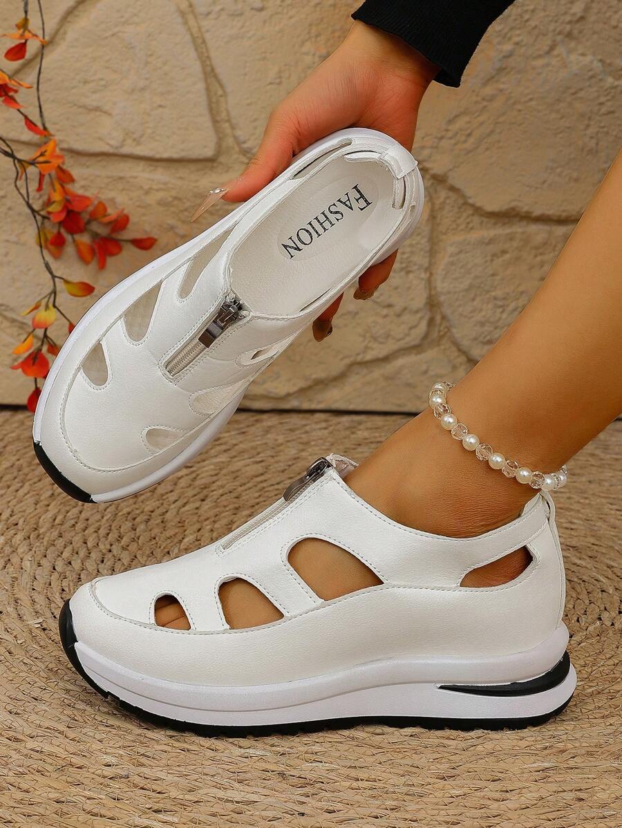 Women Hidden Heel Wedge Sandals, Comfortable Sporty Casual Hook And Loop Shoes