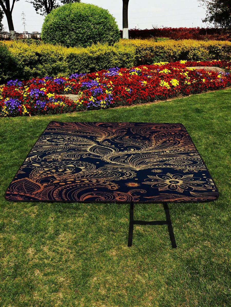 1pc Stylish Patterned Picnic Mat, Thick Waterproof Outdoor Camping Mat, Portable Picnic Cushion With Design