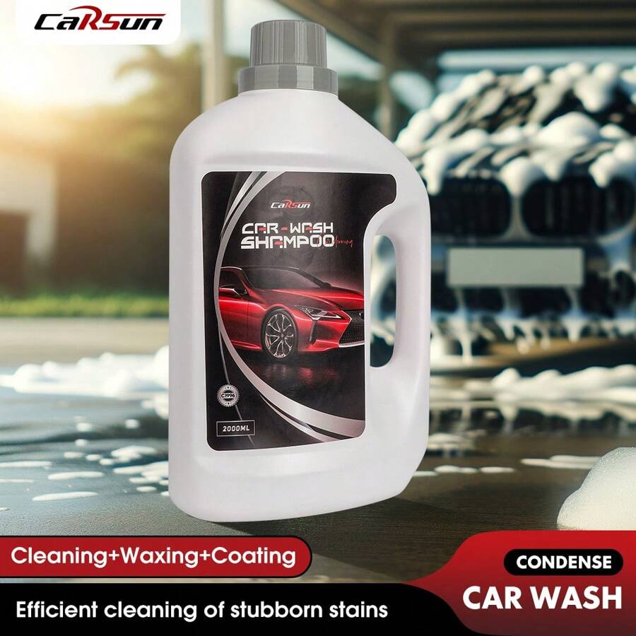 CARSUN Carsun Concentrated 2L Car Wash Liquid | High Foam No-Wipe One-Rinse Clean + Water Wax Coating Two-In-One | The More You Wash, The Brighter Your Car Finish | Household/Car Wash Water & Money Saving Device