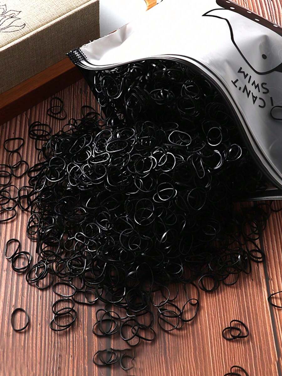 2000 buc benzi de cauciuc negre pentru păr, stil all-match, dimensiuni mici, legături de păr de unică folosință, elastice, pentru femei, accesorii versatile pentru păr cu coadă de cal tip prințesă, bobbles pentru păr